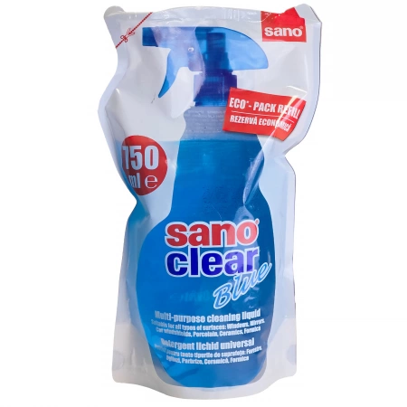 Casa si curatenie - Rezerva Economica Pentru Solutie Curatat Geamuri, Sano, Clear Blue, 750 ml