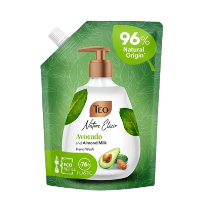 Gel dus si sapun - Rezerva Sapun Lichid, Teo, Nature Elixir Avocado & Lapte Migdale, 500ml