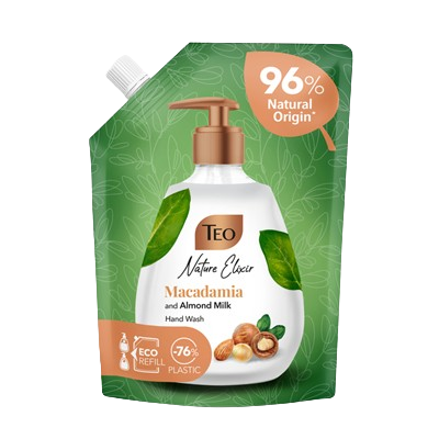 Gel dus si sapun - Rezerva Sapun Lichid, Teo, Nature Elixir Macadamia & Lapte Migdale, 500ml