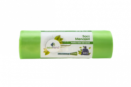 Saci Menajeri, EcoFriend, Diverse Culori, 60l, 15 saci/rola [1]