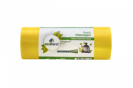 Consumabile locuinta - Saci Menajeri, EcoFriend, Diverse Culori, 60l, 15 saci/rola