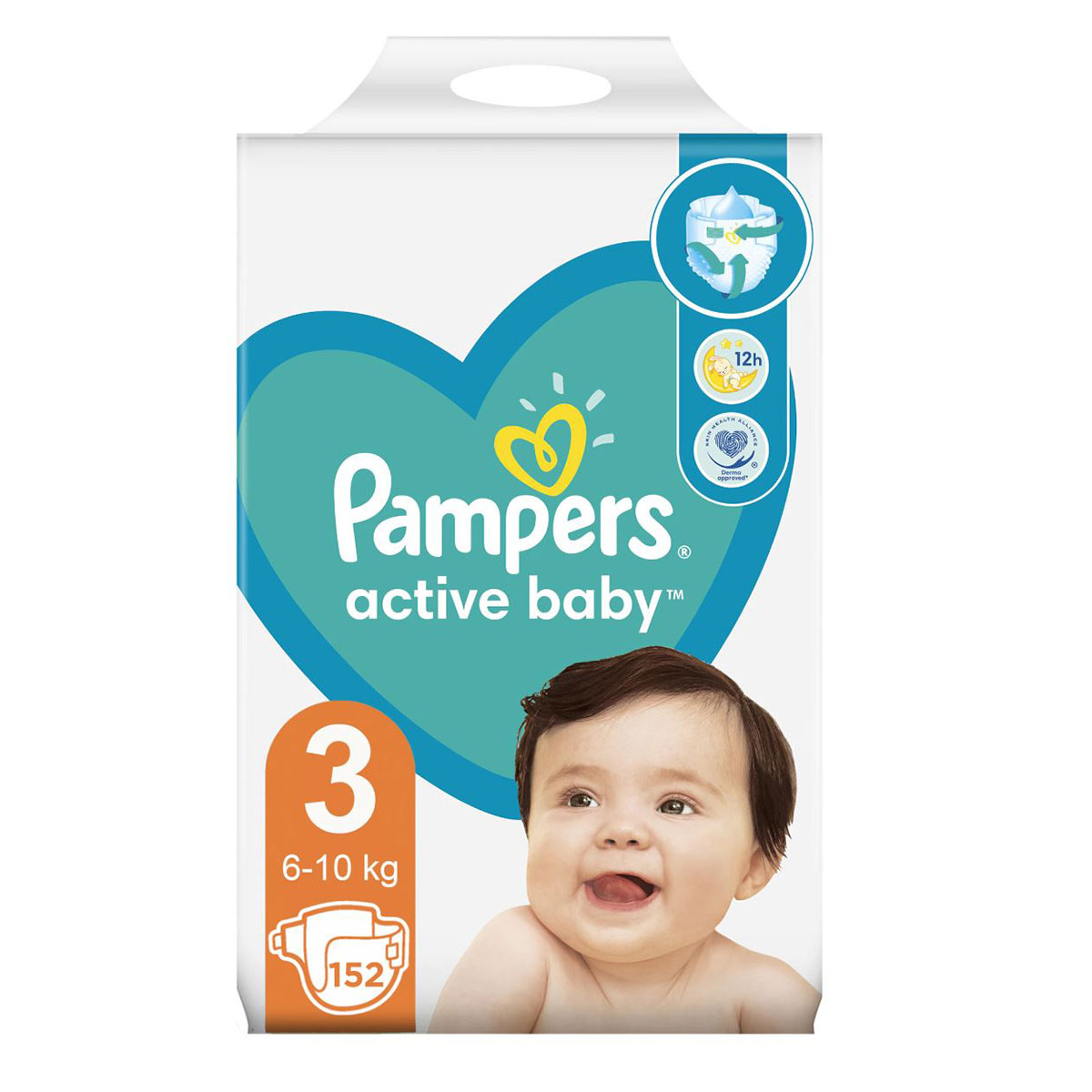 Ingrijire bebe - Scutece, Pampers, Active Baby Junior, Mega Box, Marime 3, 6-10 kg, 152 buc