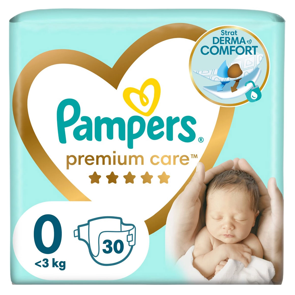 Ingrijire bebe - Scutece Premium Care Newborn, Pampers, Marime 0, 2.5 kg, 30 buc