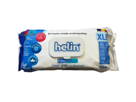 Casa si curatenie - Servetele Umede Otet si Bicarbonat, Helin, Fresh, XXL, 100 buc