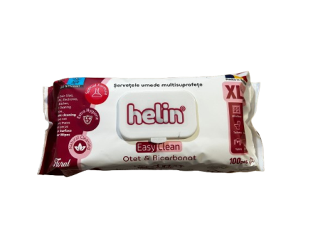 Casa si curatenie - Servetele Umede Otet si Bicarbonat, Helin, Floral, XXL, 100 buc
