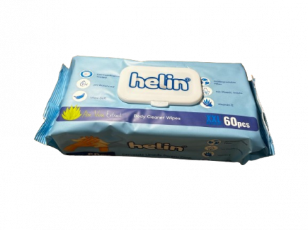 Servetele umede - Servetele Umede Pentru Corp, Helin, Body Cleaner Wipes, 60 buc XXL