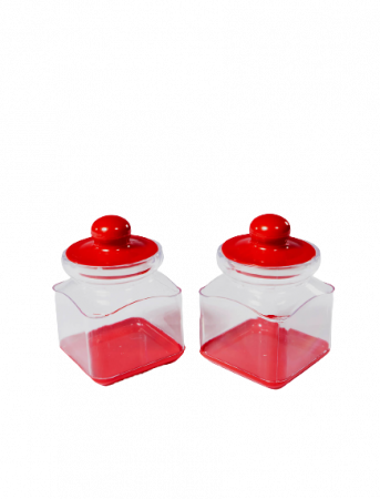 Accesorii bucatarie - Set 2 Borcane Condimente, Sterk, Plastic, Rosu, 15 x 10 x 9 cm