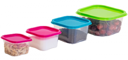 Accesorii bucatarie - Set Cutii Alimentare Curcubeu 4 Mic, Sterk, Plastic, Diverse Culori, 4 casolete de diferite dimensiuni