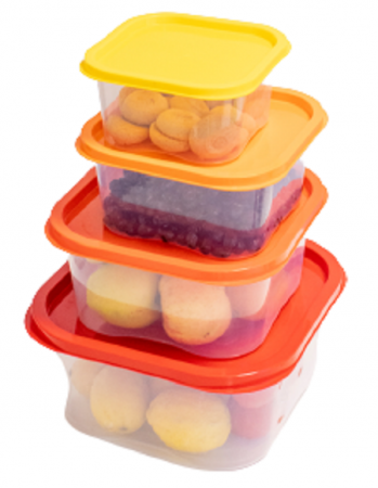 Accesorii bucatarie - Set Cutii Alimentare Curcubeu 4 Mare, Sterk, Plastic, Diverse Culori, 4 casolete de diferite dimensiuni
