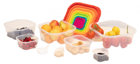 Accesorii bucatarie - Set Cutii Alimente Curcubeu 8, Sterk, Plastic, Diverse Culori, 8 casolete de diferite dimensiuni