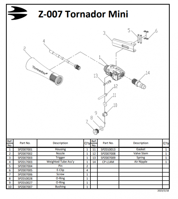 TORNADOR® SPZ007002C Nozzle w/ Stainless Steel for Z-007 [2]