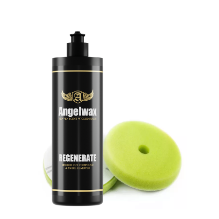 Paste Polish - Kit Polish Profesional Angelwax Regenerate + Pad Burete Comfort 3" (Mediu, 0.5L)