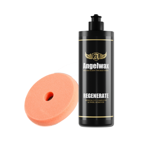 Paste Polish - Kit Polish Profesional Angelwax Regenerate + Pad Burete Comfort 5" (Mediu, 0.5L)
