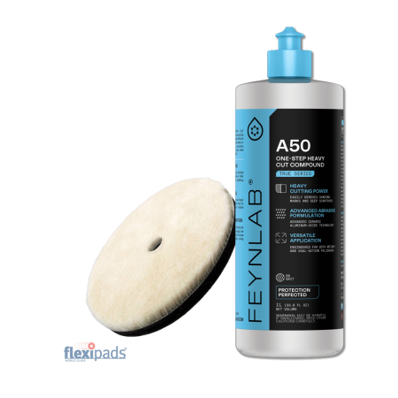 Paste Polish - Kit Polish Profesional Corecție Abrazivă Feynlab® A50 1L + Pad Lână Flexipads 3"