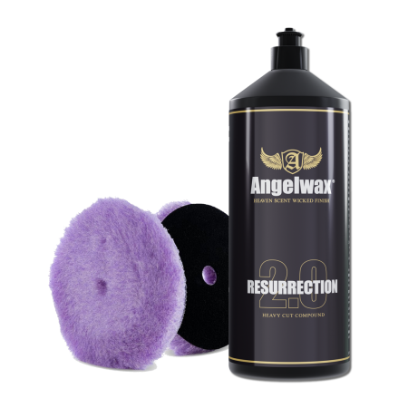 Paste Polish - Kit Polish Profesional Corecție Abrazivă Angelwax Resurrection 1L + Pad Lână Lake Country 3"
