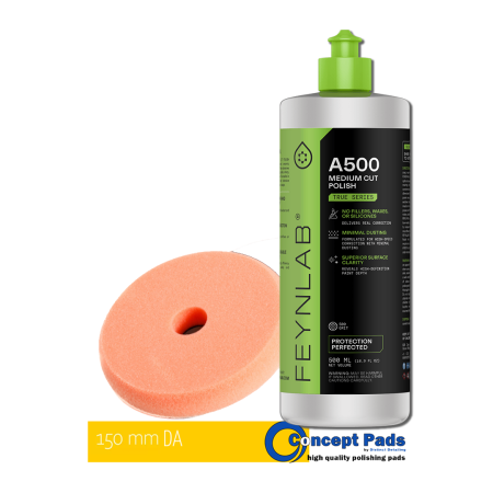 Paste Polish - Kit Polish Profesional Feynlab® A500 + Pad Burete Concept Open-Cell 6" (Mediu, 0.5L)