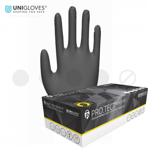 Mănuşi Nitril / Diverse - Unigloves Mănuşi Nitril PRO.TECT Black HD (Size L)