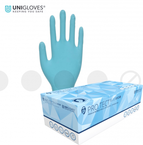 Mănuşi Nitril / Diverse - Unigloves Mănuşi Nitril PRO.TECT Blue XHD+  (Size L)