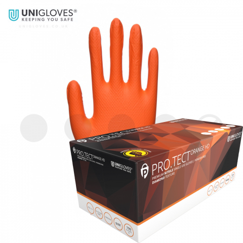 Mănuşi Nitril / Diverse - Unigloves Mănuşi Nitril PRO.TECT Orange HD (Size L)