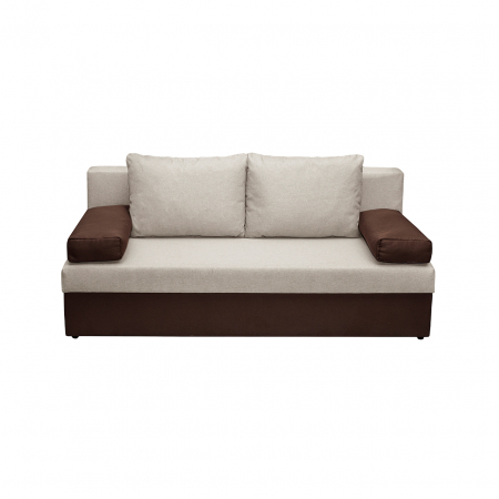 Canapea extensibila ANA185, 3 locuri, cu lada depozitare, maro + bej, 185x82x80 cm