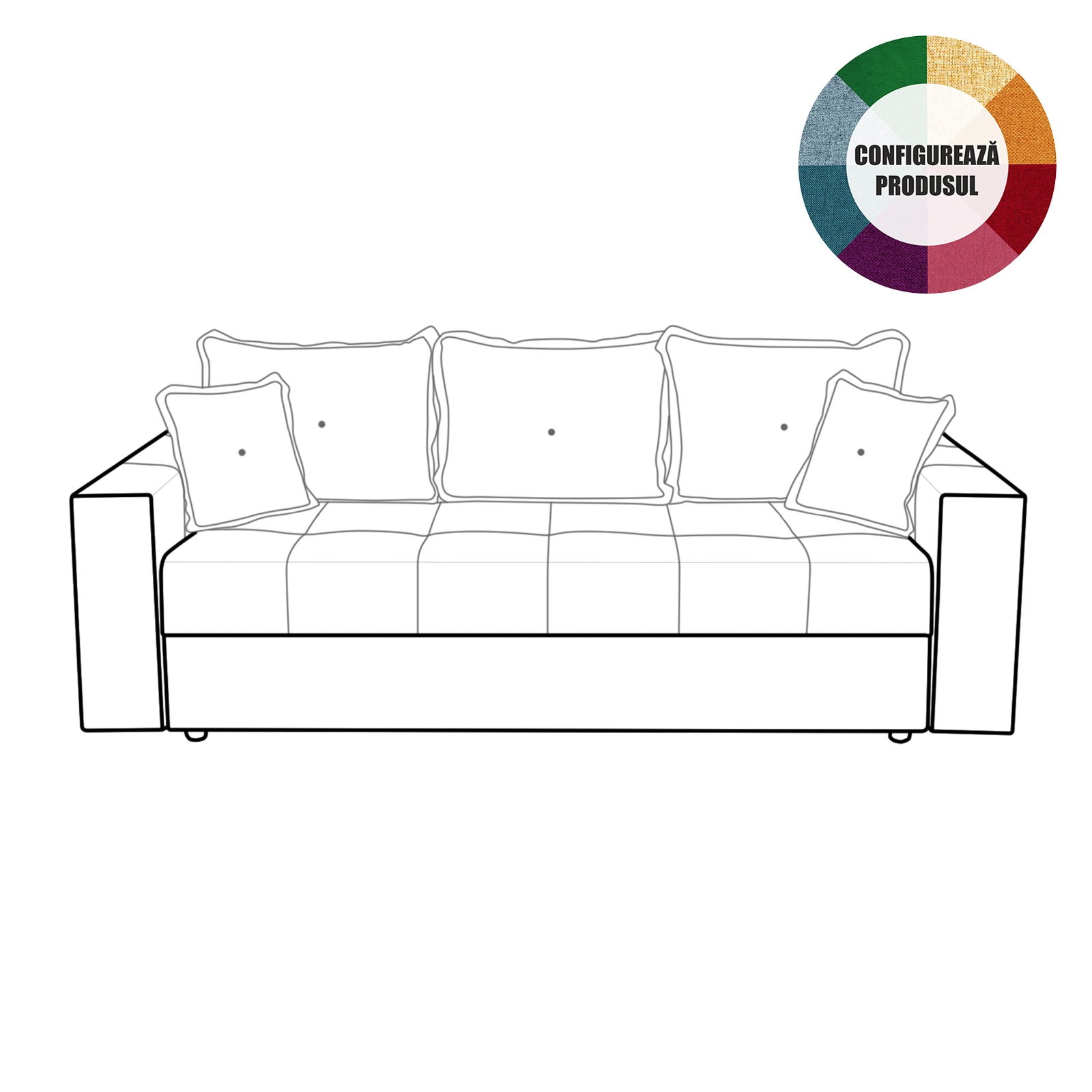 Canapea extensibila ARI235, 3 locuri, cu arcuri, diverse culori Grupa 2, 235x110x77 cm