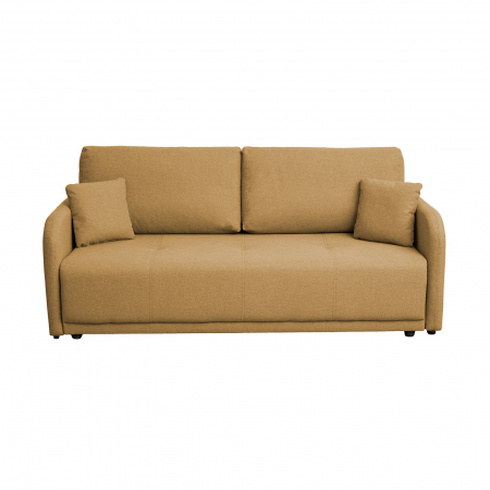 Canapea extensibila BER210S, 3 locuri, cu arcuri si lada depozitare, galben, 210x110x90 cm