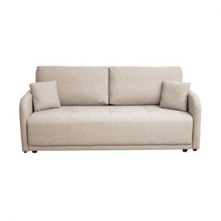 Canapea extensibila BER210S, 3 locuri, cu arcuri si lada depozitare, bej, 210x110x90 cm