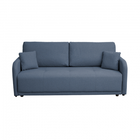Canapea extensibila BER210S, 3 locuri, cu arcuri si lada depozitare, albastru, 210x110x90 cm