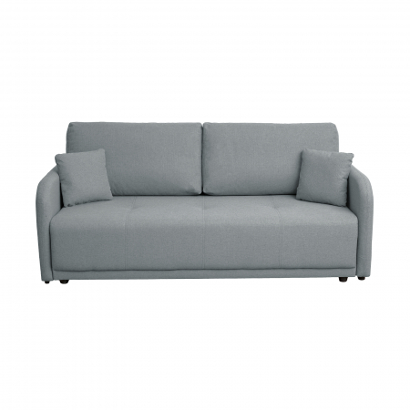 Canapea extensibila BER210S, 3 locuri, cu arcuri si lada depozitare, gri deschis, 210x110x90 cm