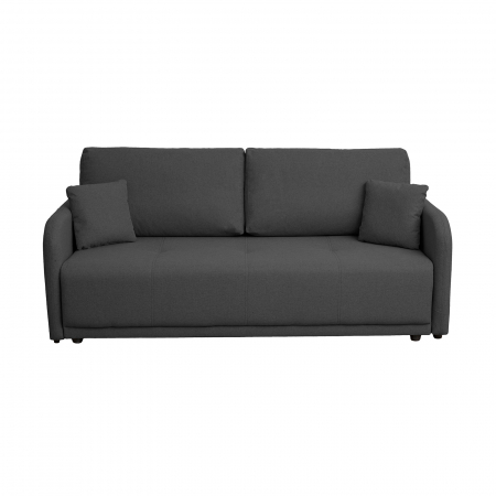 Canapea extensibila BER210S, 3 locuri, cu arcuri si lada depozitare, gri inchis, 210x110x90 cm