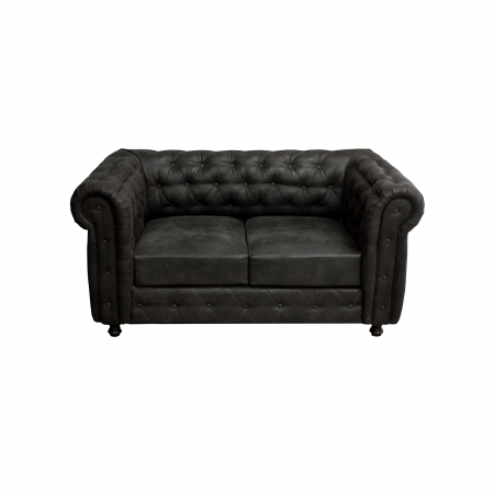 Canapea fixa CHE168, 2 locuri, cu arcuri, negru, 168x90x80 cm