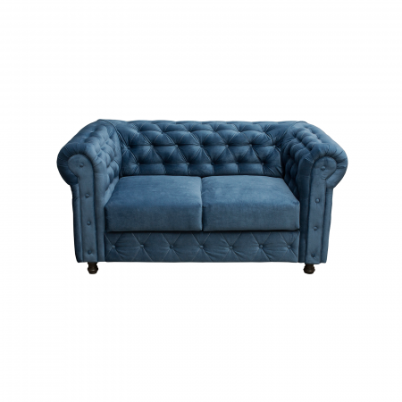 Canapea fixa CHE168, 2 locuri, cu arcuri, albastru, 168x90x80 cm
