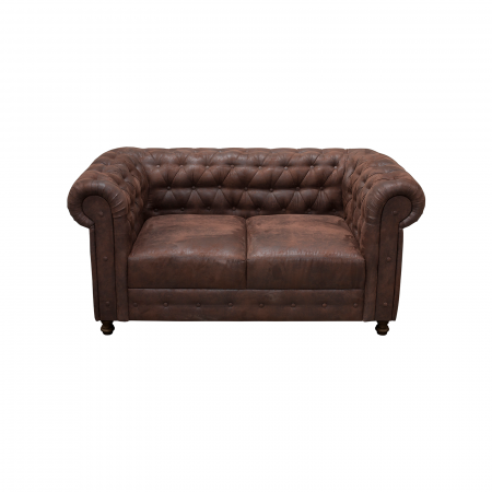 Canapea fixa CHE168, 2 locuri, cu arcuri, maro inchis, 168x90x80 cm