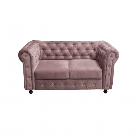Canapea fixa CHE168, 2 locuri, cu arcuri, roz prafuit, 168x90x80 cm