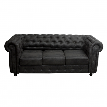 Canapea extensibila CHE205, 3 locuri, cu arcuri, negru, 205x90x80 cm