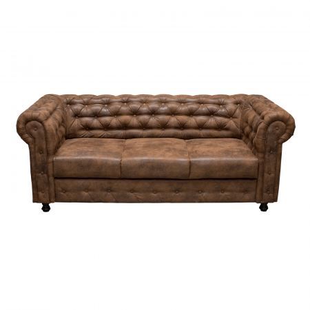 Canapea fixa CHE205, 3 locuri, cu arcuri, maro deschis, 205x90x80 cm