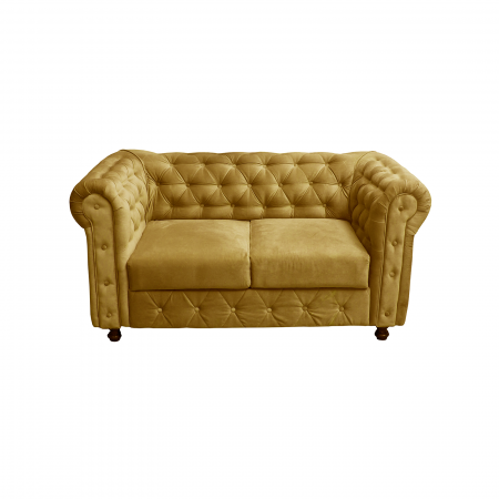 Canapea fixa CHE168, 2 locuri, cu arcuri, galben, 168x90x80 cm