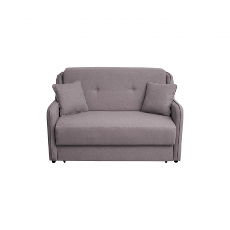 Canapea extensibila GAL143, 2 locuri, cu arcuri si lada depozitare, gri maroniu, 143x98x98 cm