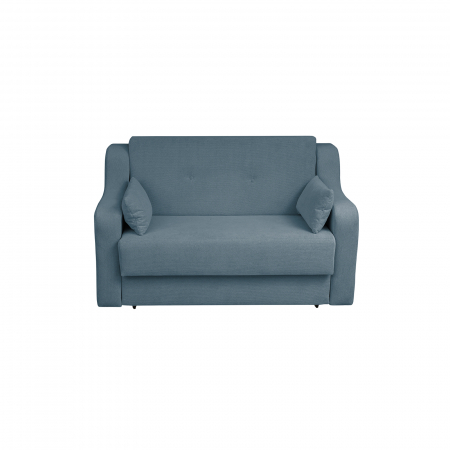 Canapea extensibila GIN155, 2 locuri, cu arcuri si lada depozitare, albastru deschis, 155x100x95 cm