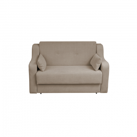 Canapea extensibila GIN155, 2 locuri, cu arcuri si lada depozitare, crem, 155x100x95 cm