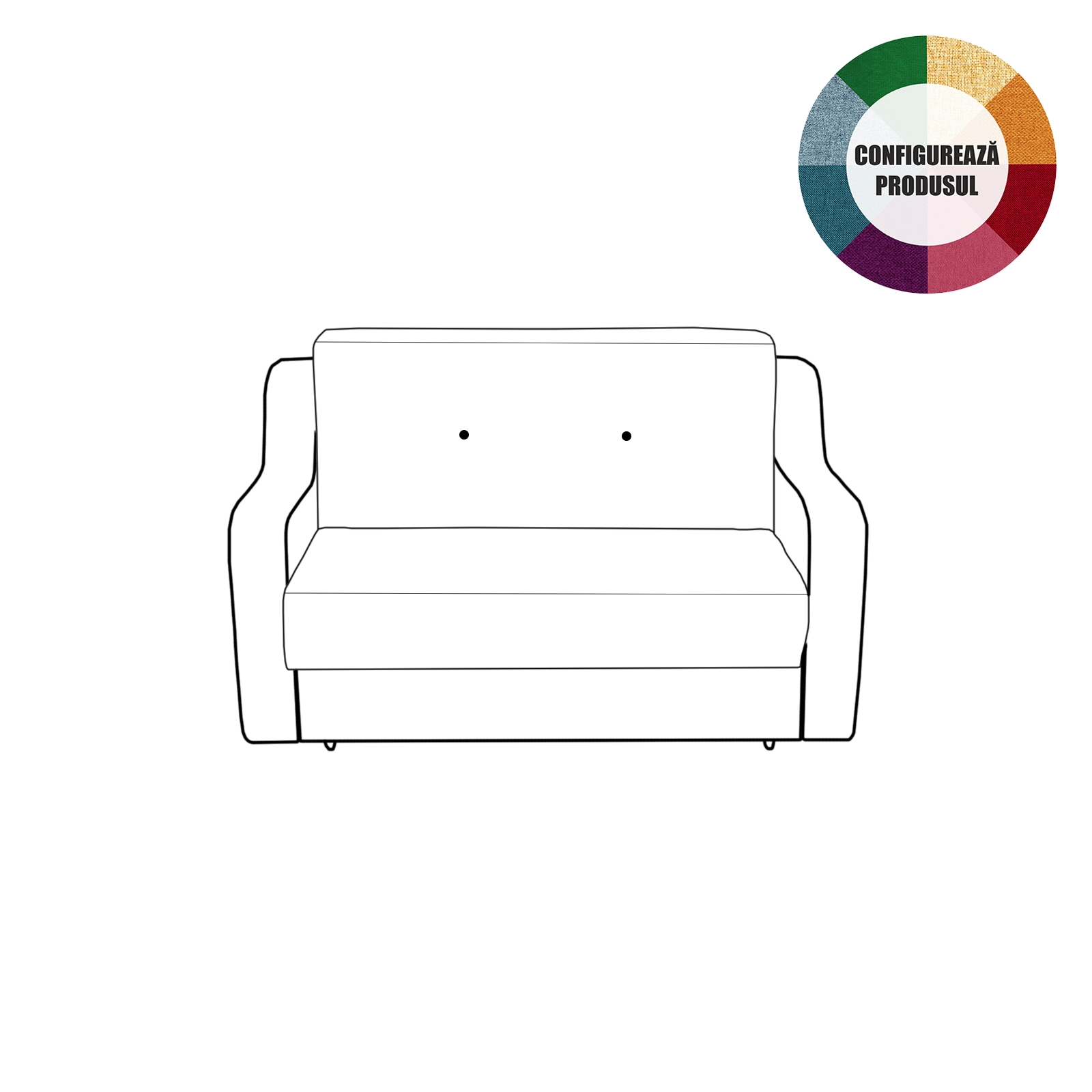 Canapea extensibila GIN155, 2 locuri, cu arcuri si lada depozitare, diverse culori Grupa 2, 155x100x95 cm