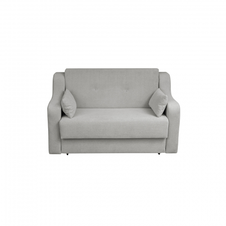 Canapea extensibila GIN155, 2 locuri, cu arcuri si lada depozitare, gri deschis, 155x100x95 cm