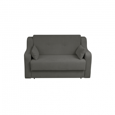 Canapea extensibila GIN155, 2 locuri, cu arcuri si lada depozitare, gri inchis, 155x100x95 cm