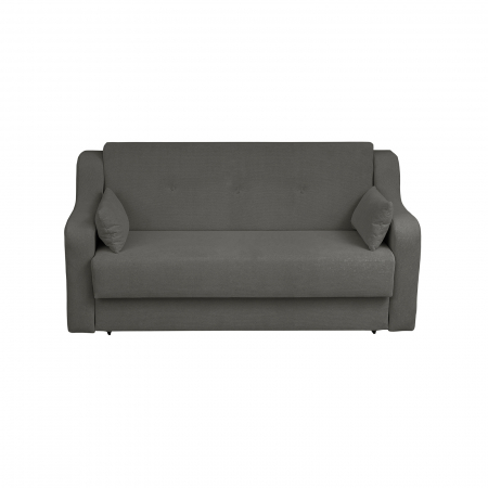 Canapea extensibila GIN190 XL, 3 locuri, cu arcuri si lada depozitare, gri inchis, 190x100x95 cm