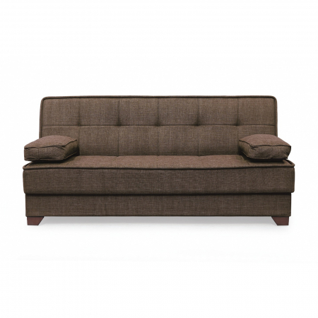 Canapea LEON II extensibila, 3 locuri, cu arcuri si lada depozitare, maro, 190x82x88 cm