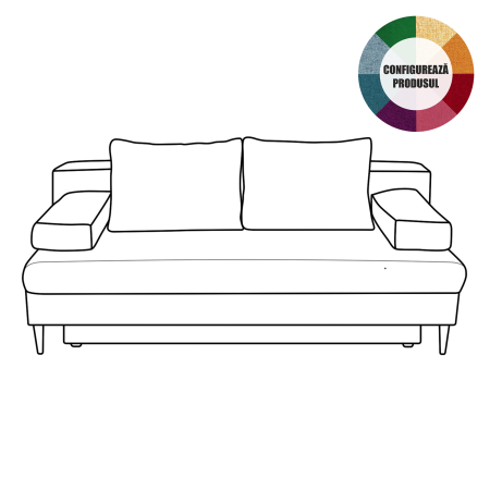 Canapea extensibila MILO200, 3 locuri, cu arcuri si lada depozitare, diverse culori Grupa 1, 200x95x95 cm