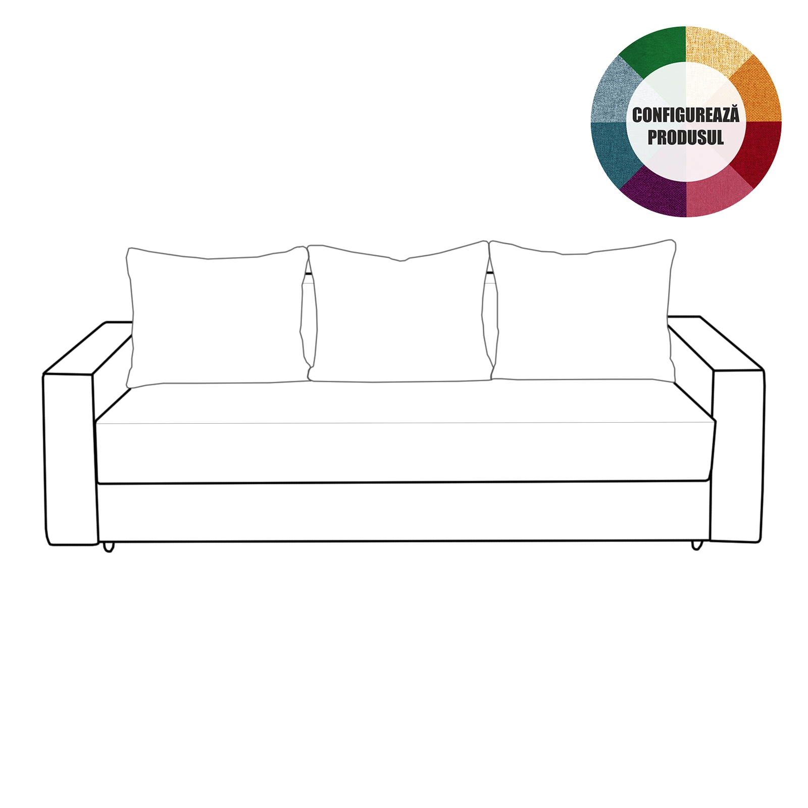 Canapea extensibila NIC220, 3 locuri, cu arcuri si lada depozitare, diverse culori Grupa 1, 220x85x75 cm