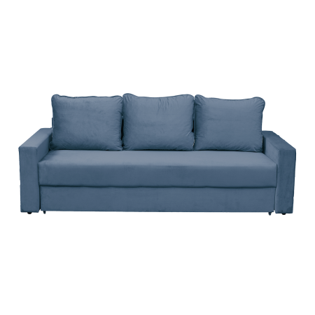 Canapea extensibila NIC220, 3 locuri, cu arcuri si lada depozitare, albastru, 220x85x75 cm