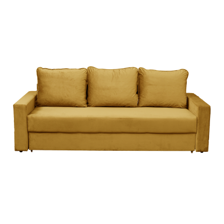 Canapea extensibila NIC220, 3 locuri, cu arcuri si lada depozitare, galben, 220x85x75 cm
