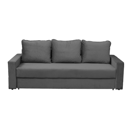 Canapea extensibila NIC220, 3 locuri, cu arcuri si lada depozitare, gri inchis, 220x85x75 cm